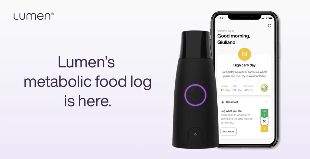 Lumenの代謝分析iOSアプリに食事ログ機能が追加され、栄養があなたにどう影響しているかをリアルタイムで表示c